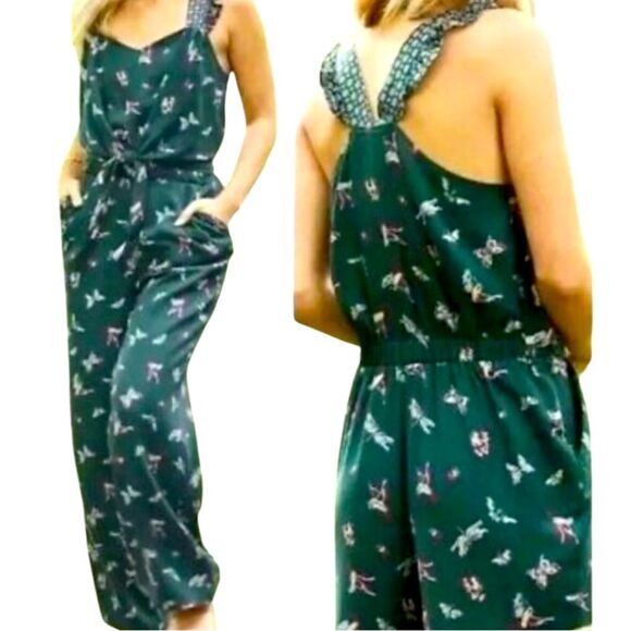 Matilda Jane Evergreen Dream Ruffle Jumpsuit Floral Butterfly Womens Small NWT - Picture 2 of 13